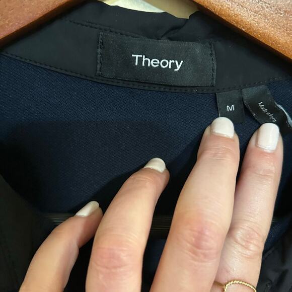 Theory Navy / Black Placket Standard Polo in Piqué Cotton - M - Picture 6 of 6